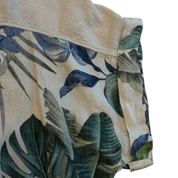 Lungo L’Arno Floral Linen Top 1X Made in Italy Tropical Resort Artsy Boho Shirt - Picture 4 of 6